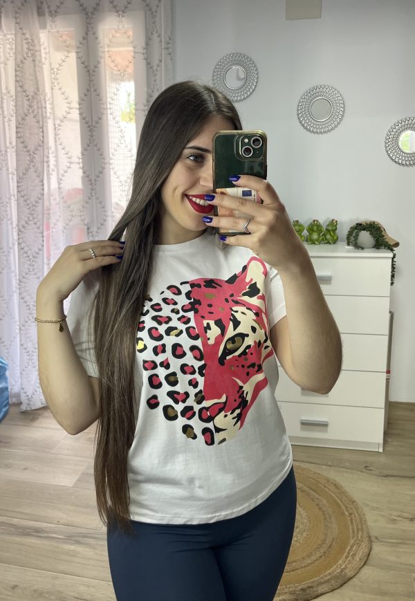 Camiseta leopardo rosa